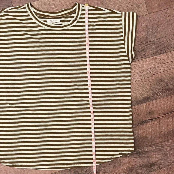 Madewell Brown and Green Striped Tee - Picture 5 of 5